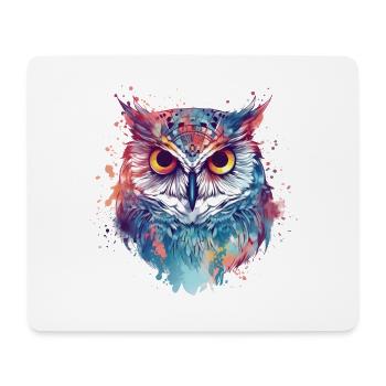 Eagle owl evil eye colorful - Mouse Pad (horizontal) - white - Front