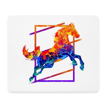 Pferd Reiten Reiter Springen Galopp Bunt Vintage - Mousepad (Querformat) - Weiß - Vorne