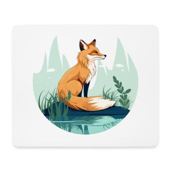 Fox sits in the field - Mouse Pad (horizontal) - white - Front