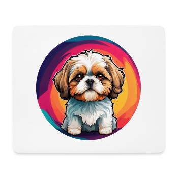 Shih Tzu Portrait im Farbkreis - Mousepad (Querformat) - Weiß - Vorne