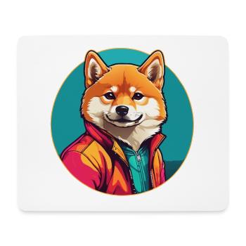 Shiba Inu Portrait im Farbkreis - Mousepad (Querformat) - Weiß - Vorne