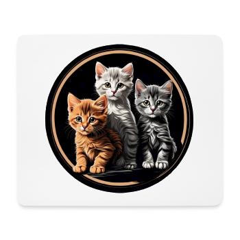Three cute kittens in a round frame - Mouse Pad (horizontal) - white - Front