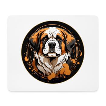 St. Bernard Portrait in Round Frame - Mouse Pad (horizontal) - white - Front