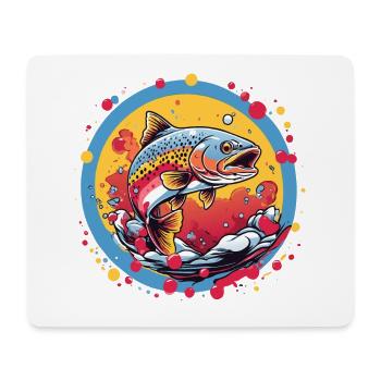 Forelle im bunten Farbkreis - Mousepad (Querformat) - Weiß - Vorne