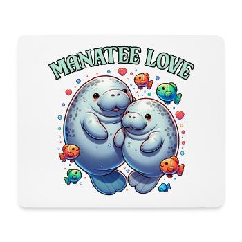 Manatees in love dugongs with colorful fish - Mouse Pad (horizontal) - white - Front