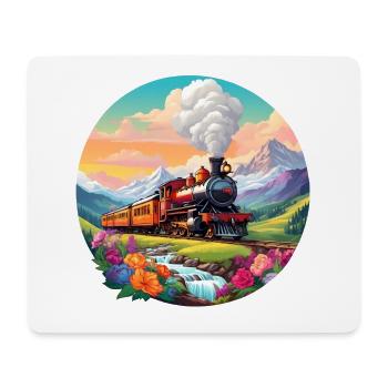 Nostalgic smoking steam locomotive with wagons - Mouse Pad (horizontal) - white - Front