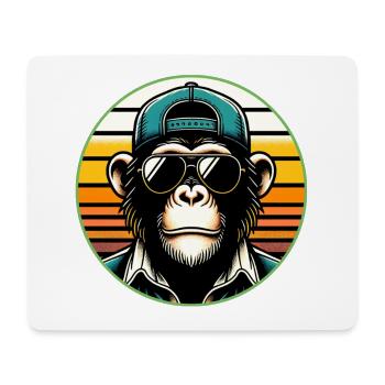 Chimpanzé cool avec lunettes de soleil et casquette de baseball - Tapis de souris (format paysage) - blanc - Devant