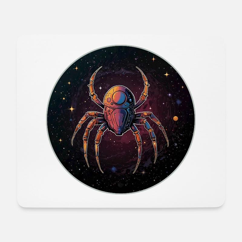 Weltraumspinne im Weltall im Orbit - Mousepad (Querformat) - Weiß