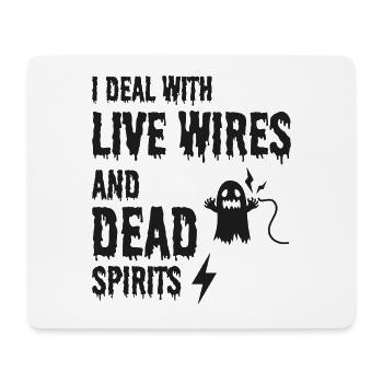 Electrician Halloween Humor Live Wires Dead Ghost - Mouse Pad (horizontal) - white - Front