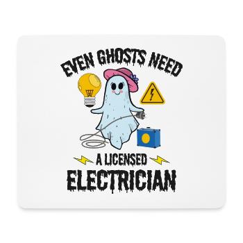 Électricien agréé Halloween Ghost Drôle - Tapis de souris (format paysage) - blanc - Devant