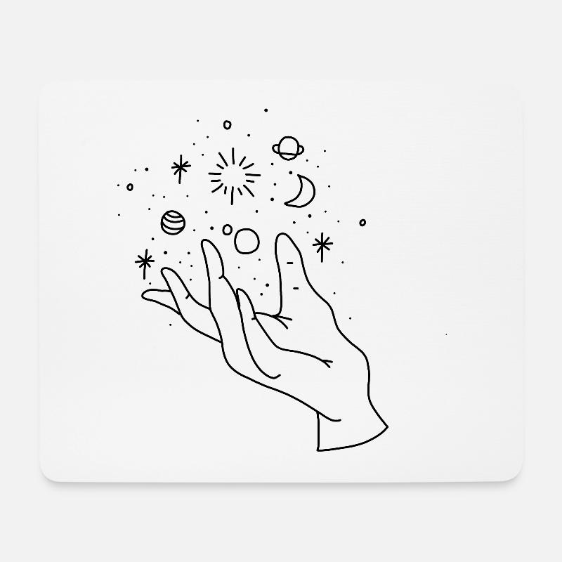 Hand Mond Weltall dunkel - Mousepad (Querformat) - Weiß