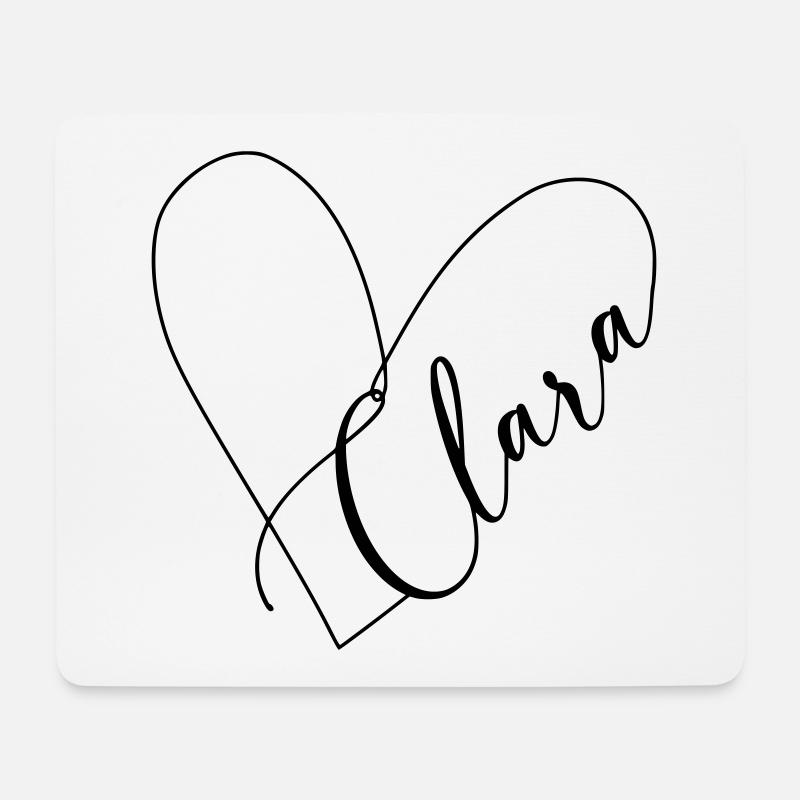 Clara Name Heart Line - Mouse Pad (horizontal) - white