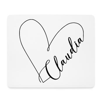 Claudia Name Heart Line - Mouse Pad (horizontal) - white - Front