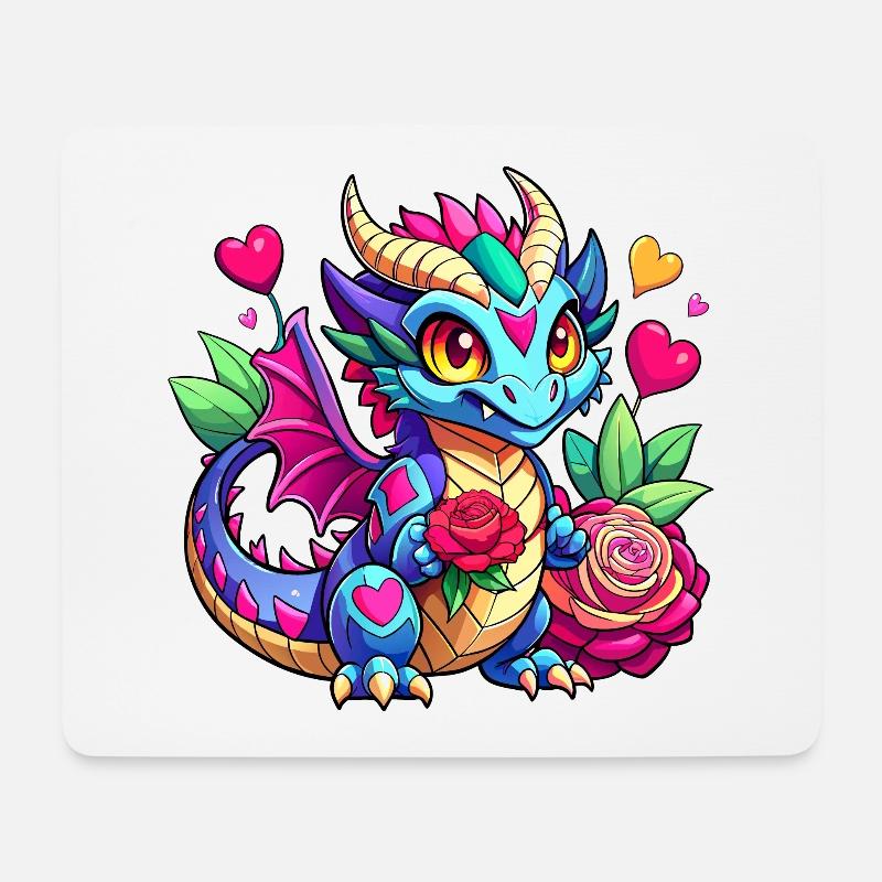 Farbenfroher Drache - Mousepad (Querformat) - Weiß