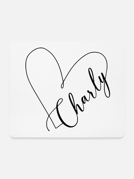 Charly Nom Ligne de Coeur - Tapis de souris (format paysage) - blanc