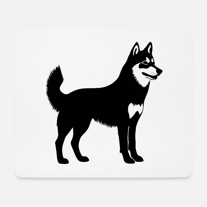 husky schlittenhund hundemotiv haustier silhouette - Mousepad (Querformat) - Weiß