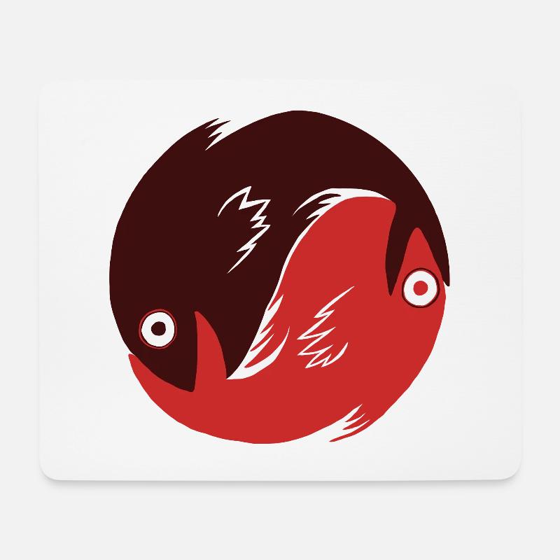 Ying Yang - Fische rot - Mousepad (Querformat) - Weiß