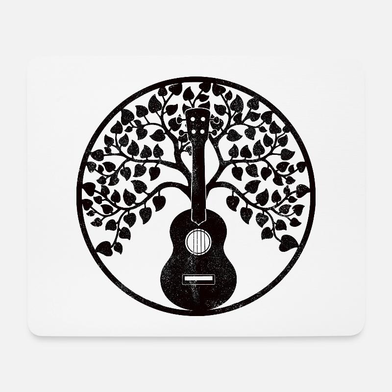 Ukulele tree mandala schwarz - Mousepad (Querformat) - Weiß