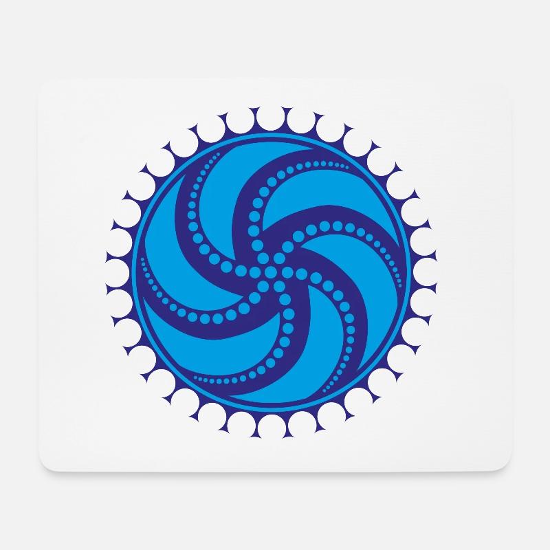 Sonnenrad (blau) - Mousepad (Querformat) - Weiß