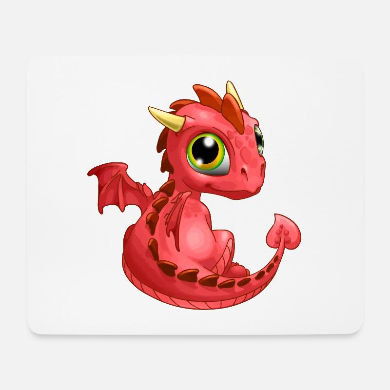 Baby Drache Rot | Niedlicher roter Baby Drache - Mousepad (Querformat) - Weiß