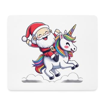 Weihnachtsmann reitet auf Einhorn - Mousepad (Querformat) - Weiß - Vorne