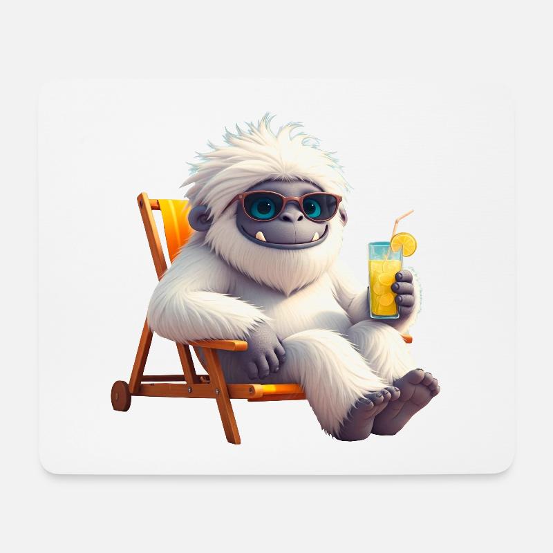 Yeti Monster in Sun Chair - Mouse Pad (horizontal) - white
