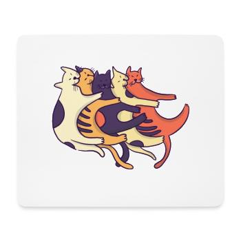Cool funny happy hugging smooching cat present - Mousepad (Querformat) - Weiß - Vorne