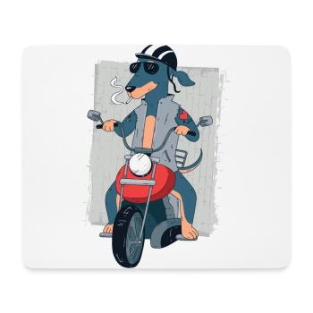 Dackel Rocker auf Motorrad Biker Geschenk 1187 - Mousepad (Querformat) - Weiß - Vorne