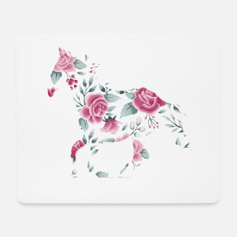 Pferd Reiten Rosen Pferde Aquarell Geschenk - Mousepad (Querformat) - Weiß