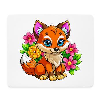Flower-loving fox - Mouse Pad (horizontal) - white - Front