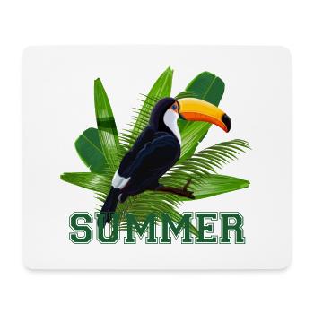 Tukan Papagei und tropische Blätter - Mousepad (Querformat) - Weiß - Vorne