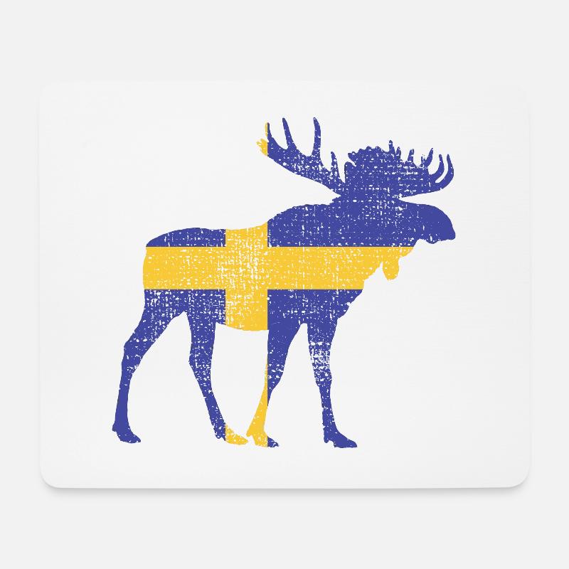 Schwedische Flagge Elch - Mousepad (Querformat) - Weiß