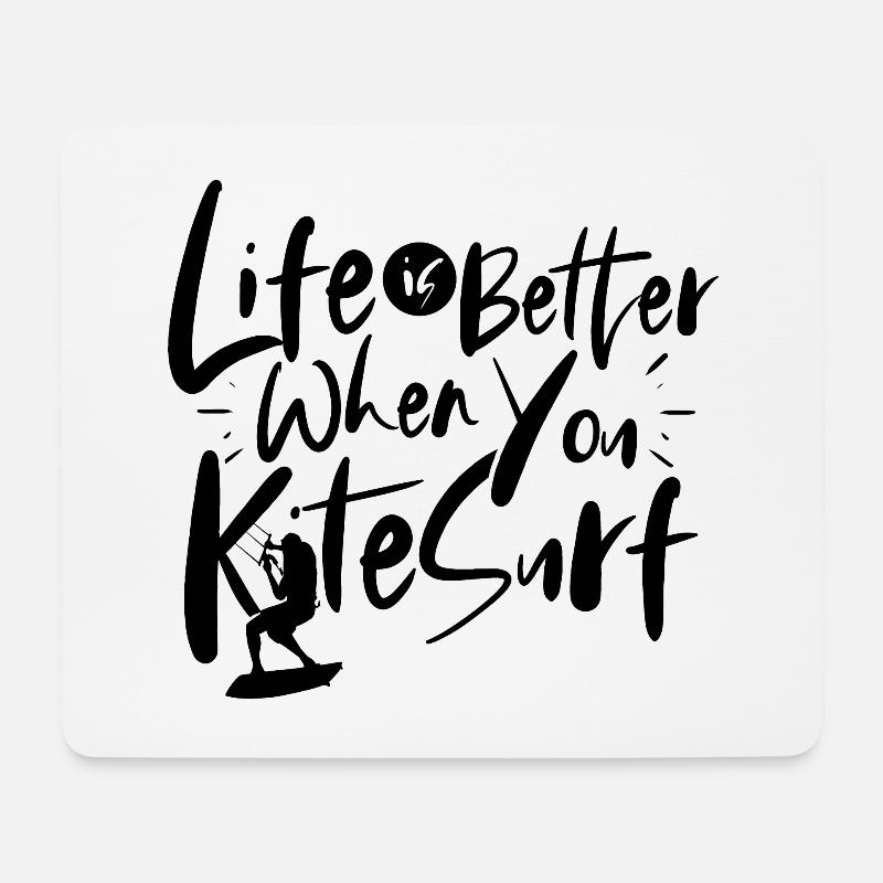 Das Leben Ist Besser Wenn Du Kitesurfst Kitesurf - Mousepad (Querformat) - Weiß