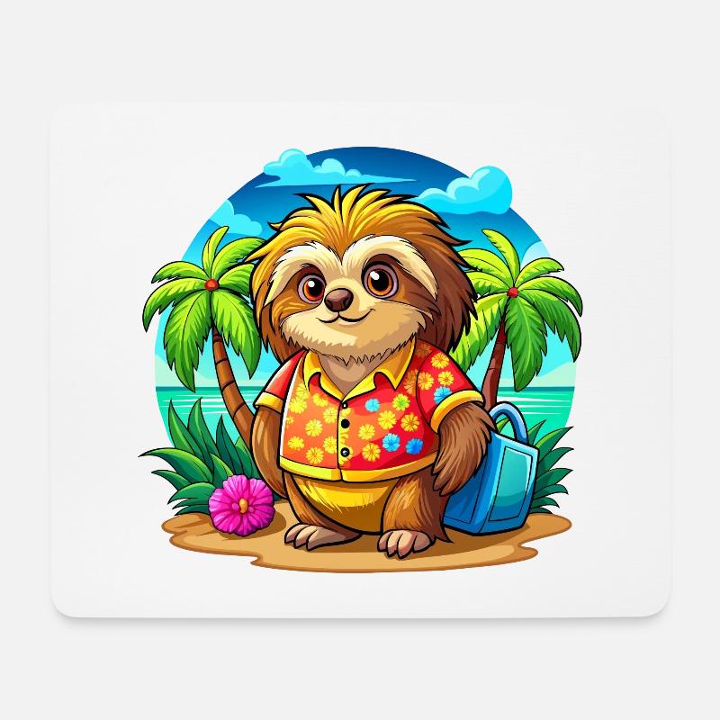 Süßes Urlaubsfaultier - Mousepad (Querformat) - Weiß