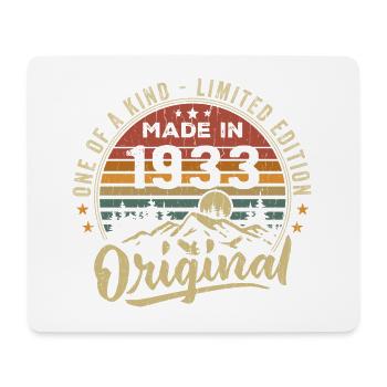 Geboren 1933 Original Retro Vintage Geburtstag 1933 - Mousepad (Querformat) - Weiß - Vorne