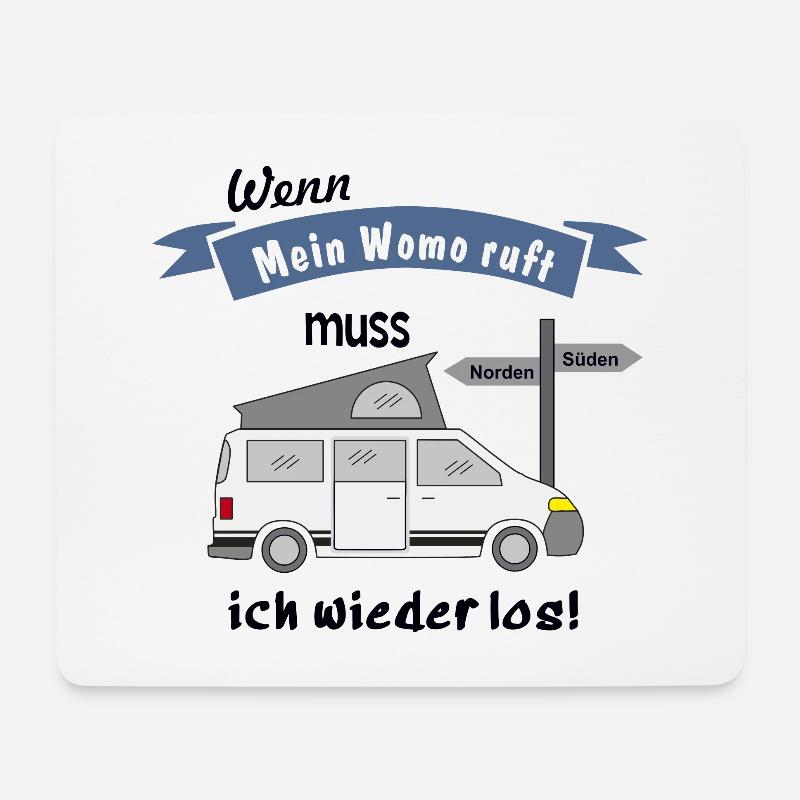 womo ruft campingbus - Mousepad (Querformat) - Weiß