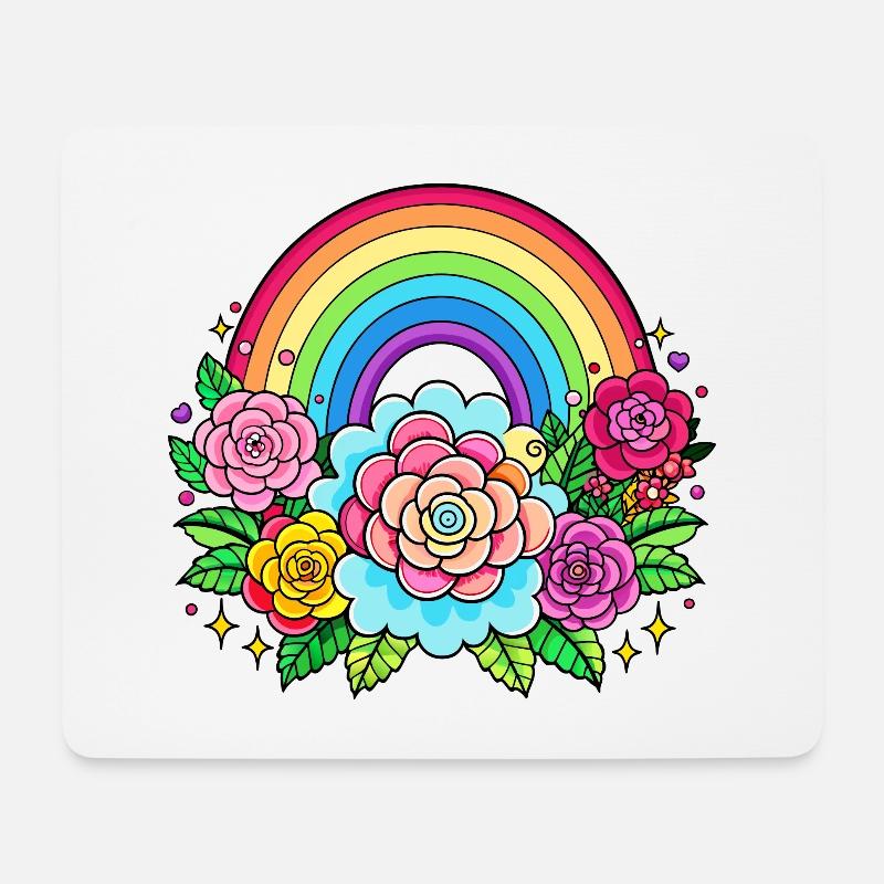 Floral rainbow - Mouse Pad (horizontal) - white