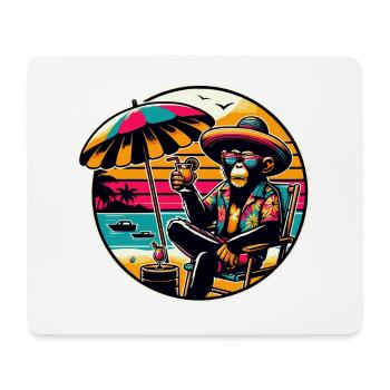 Cool chimpanzee with sunglasses and baseball cap - Mouse Pad (horizontal) - white - Front