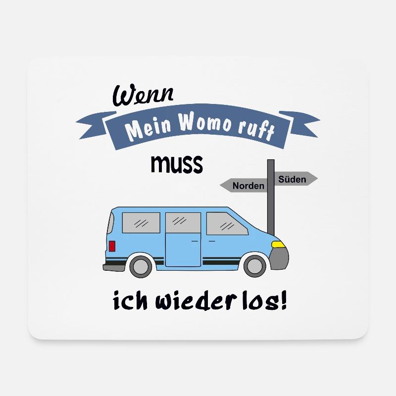 womo ruft campingbus - Mousepad (Querformat) - Weiß
