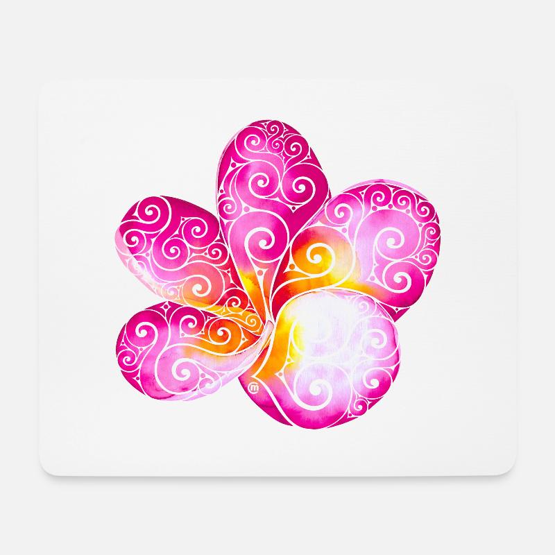 Wirbelnde Plumeria - Mousepad (Querformat) - Weiß