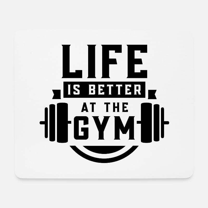 Das Leben ist besser im Gym Fitnessstudio - Mousepad (Querformat) - Weiß