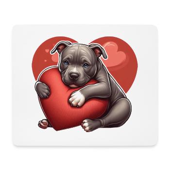 Pitbull chiot amour coeur cadeaux de la Saint-Valentin - Tapis de souris (format paysage) - blanc - Devant
