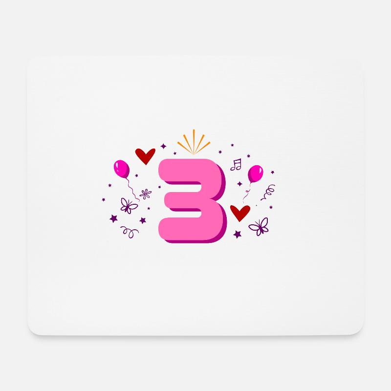 3. Geburtstag Mädchen - Mousepad (Querformat) - Weiß
