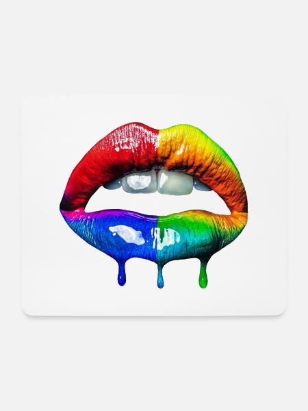 Regenbogen Lippen - Mousepad (Querformat) - Weiß