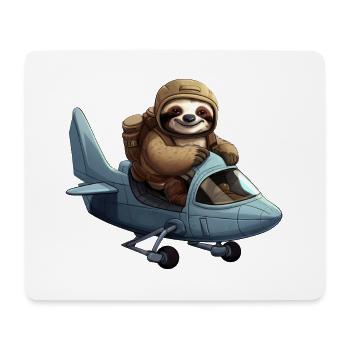 Süßes Faultier Pilot Flugzeug Segelflieger - Mousepad (Querformat) - Weiß - Vorne