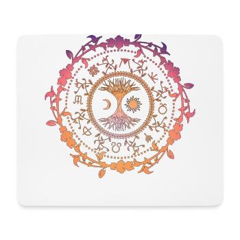 Wicca-Kompass - Baum des Lebens & Astrologie-Design - Mousepad (Querformat) - Weiß - Vorne