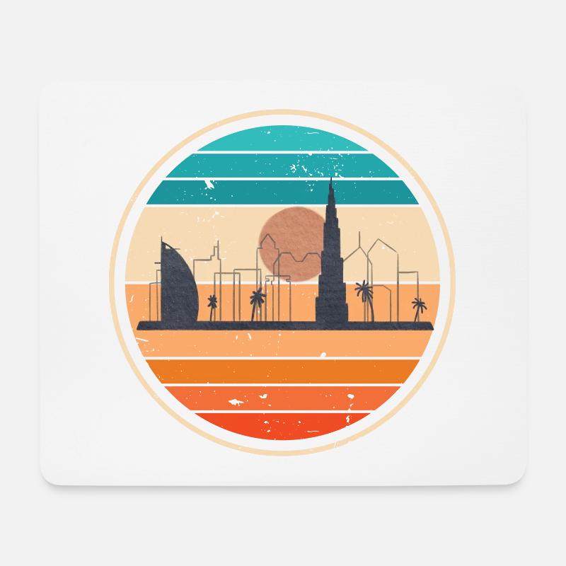 Retro-Vintage-Stil mit der Skyline von Dubai - Mousepad (Querformat) - Weiß