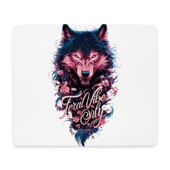 Ambiance sauvage uniquement - Loup audacieux et art floral - Tapis de souris (format paysage) - blanc - Devant