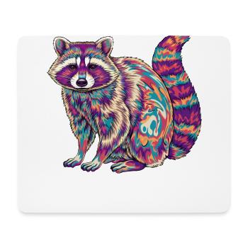 Psychedelic Raccoon Rainbow Colors Fractal Art - Mouse Pad (horizontal) - white - Front