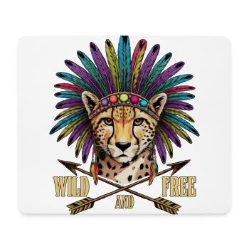 Wild and Free Cheetah Tribal Feathers Design - Mouse Pad (horizontal) - white - Front